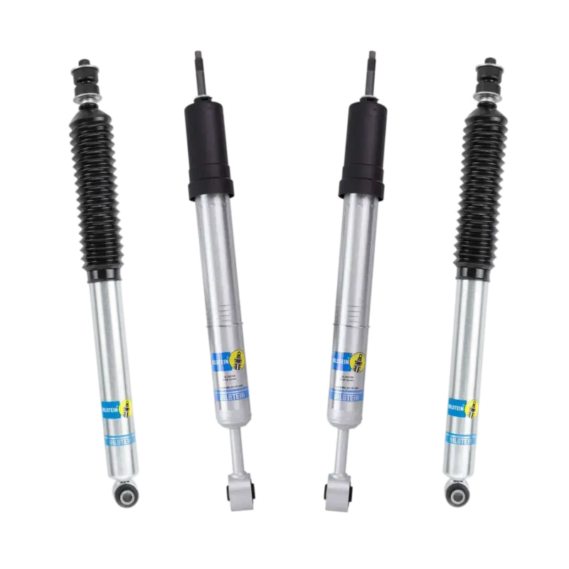 Bilstein 5100 Lift Kit for 2023-2016 Toyota Tacoma, featuring 0-2 inch front adjustable and 0-1 inch rear shocks. Enhances ride stability and control.
