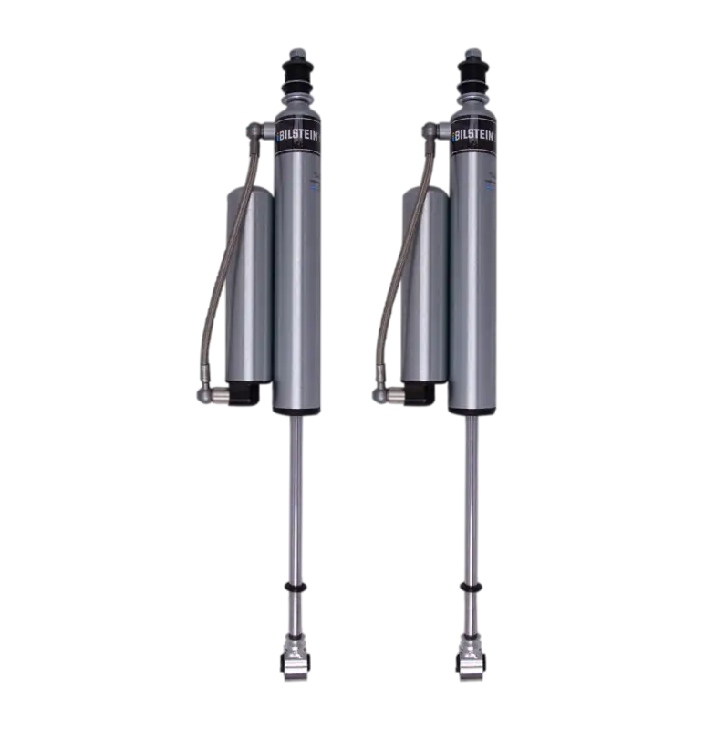 Bilstein 5160 rear shocks with remote reservoir for 2005+ Toyota Tacoma. Designed for enhanced cooling and durability, ideal for lifted trucks.