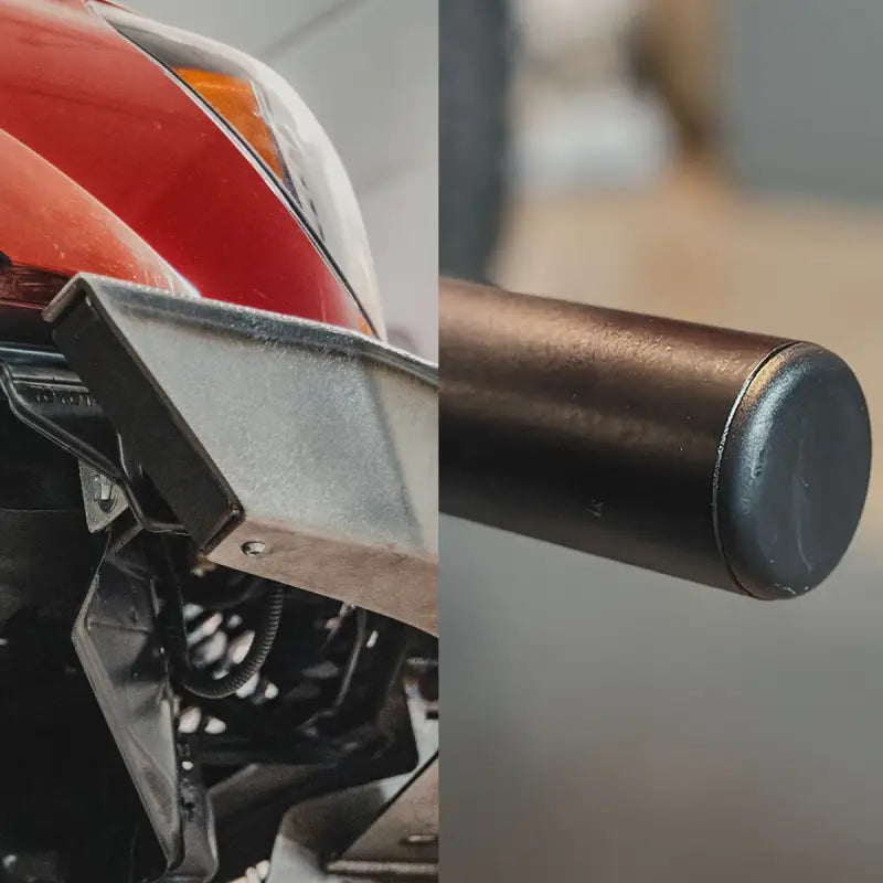 2nd Gen Bumper Caps with OEM finish installed on a red vehicle bumper, showcasing overland kit compatibility.