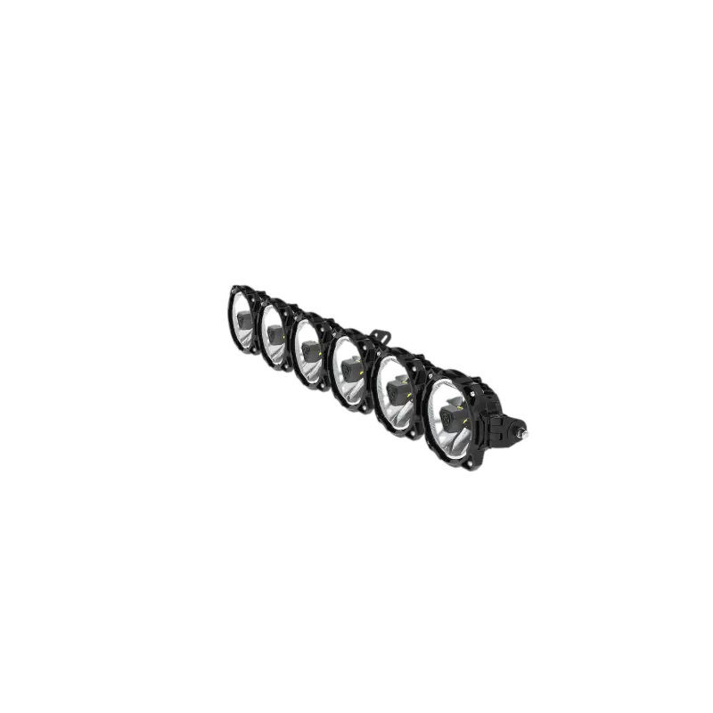 Angled view of Bronco Bumper Light Bar showcasing six modular Gravity LED lights with advanced Titan Core Technology.