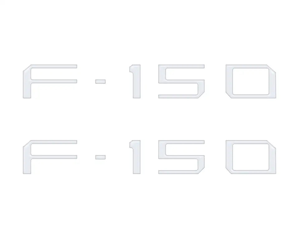 Two sets of white Ford F-150 emblem decals for charge port lid and port lid replacement