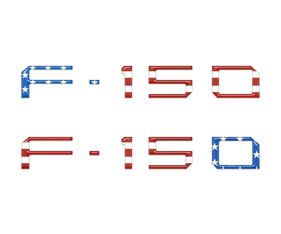 American flag-themed F-150 emblems for charge port lid and port lid upgrades