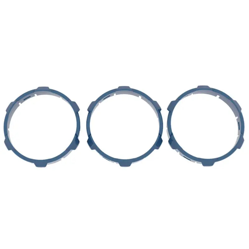 Blue climate control ring inserts for 2016-2023 Toyota Tacoma, injection-molded ABS plastic.