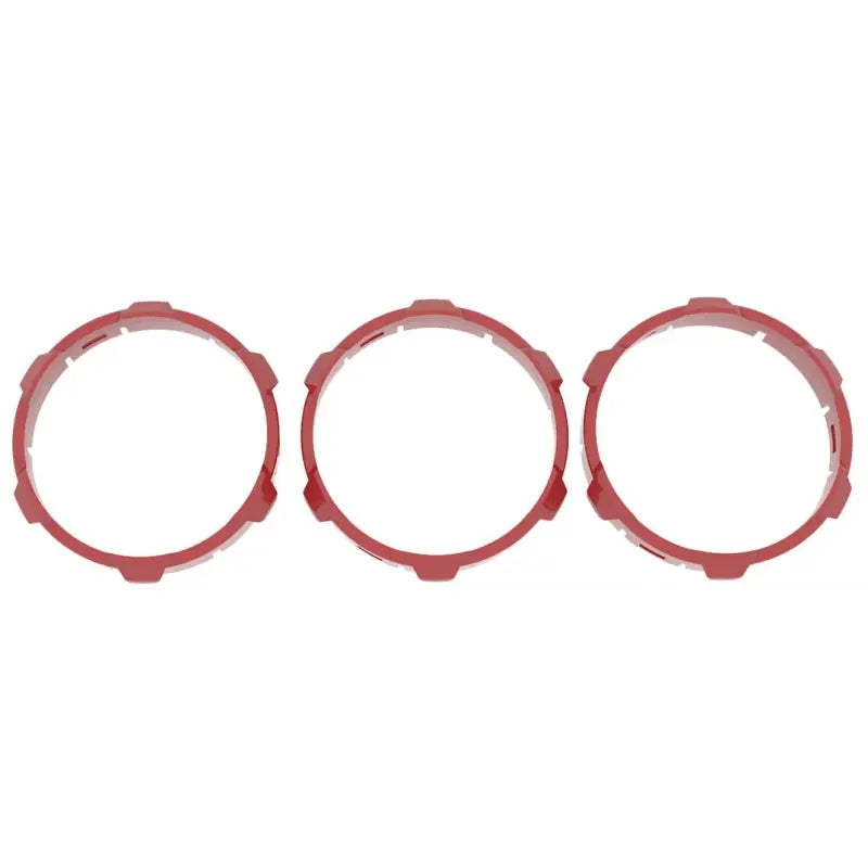 Red climate control ring inserts for 2016-2023 Toyota Tacoma, injection-molded ABS plastic.