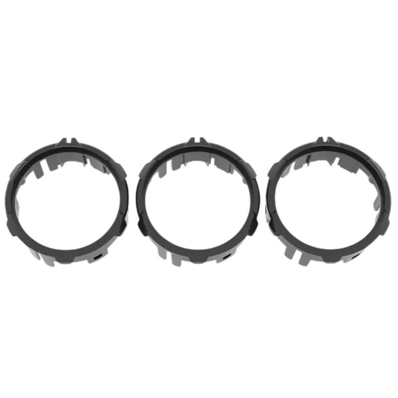 Black climate control rings for 2016-2023 Toyota Tacoma, injection-molded ABS plastic, set of three.
