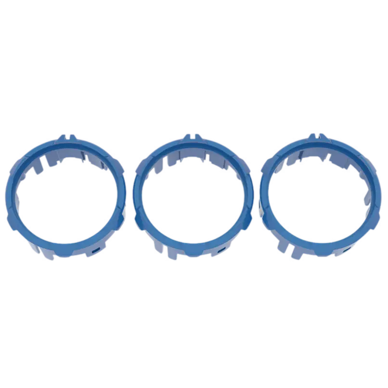 Blue climate control rings for 2016-2023 Toyota Tacoma, durable ABS plastic, set of three.