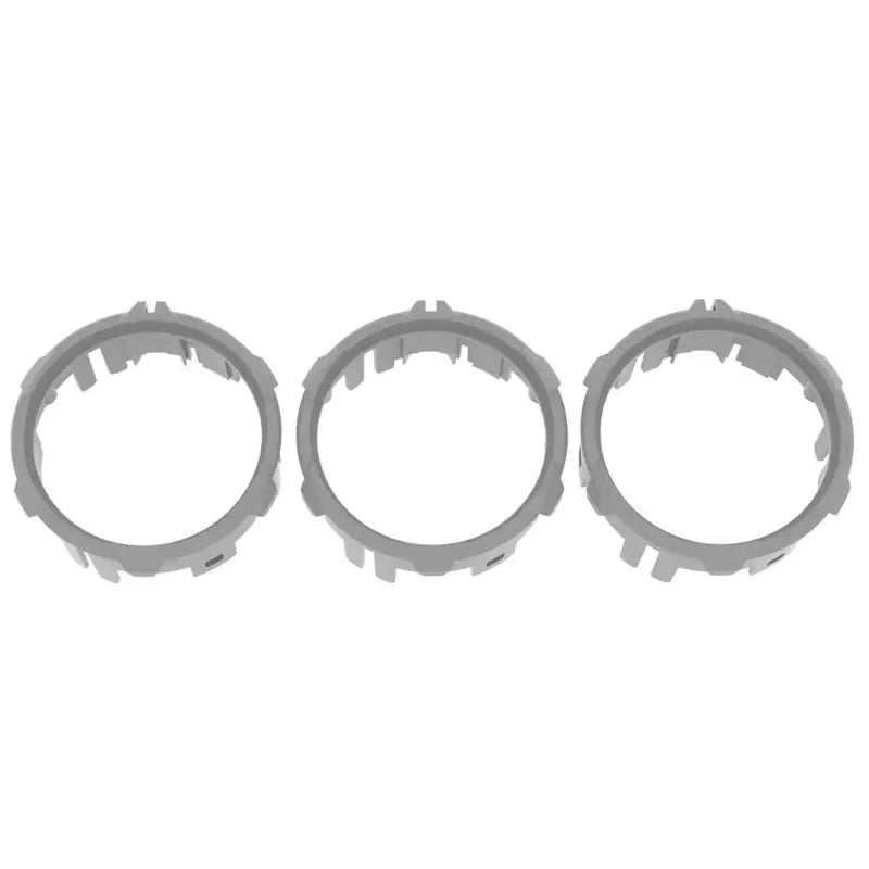 Gray climate control rings for 2016-2023 Toyota Tacoma, injection-molded ABS plastic, set of three.
