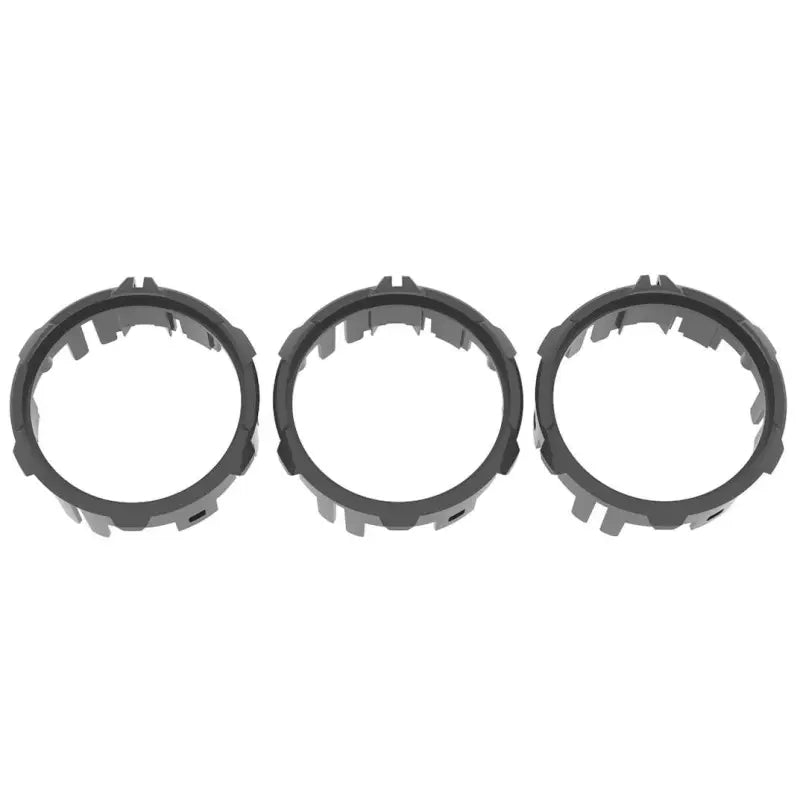 Dark gray climate control rings for 2016-2023 Toyota Tacoma, made of ABS plastic, set of three.