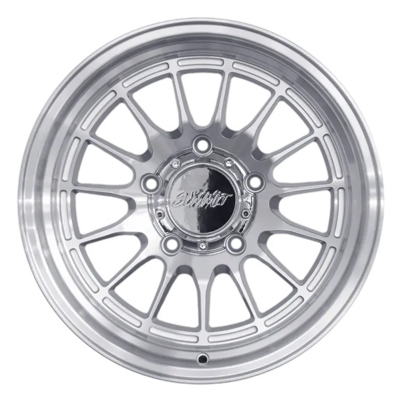 DAKAR machined silver wheel in 17x9 size with 5 lug pattern, featuring a sleek multi-spoke design and 2500lb load rating.