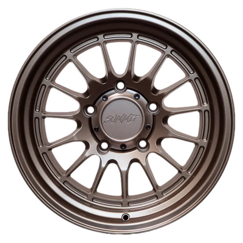 DAKAR matte bronze wheel with a 17x9.0 size, 5 lug pattern, and +0 offset. Features a multi-spoke design and engraved center cap for off-road vehicles.