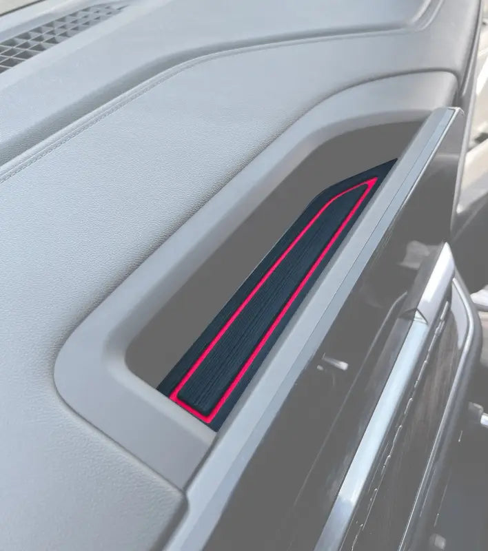 Black and red rubber tray liner for Dash Top Cubby Foam Insert Chevrolet Silverado