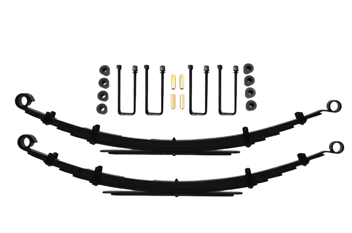 Deaver U402 leaf springs with included bolts, bushings, and hardware for 2005-2023 Toyota Tacoma 2WD/4WD. Designed for smoother suspension performance.