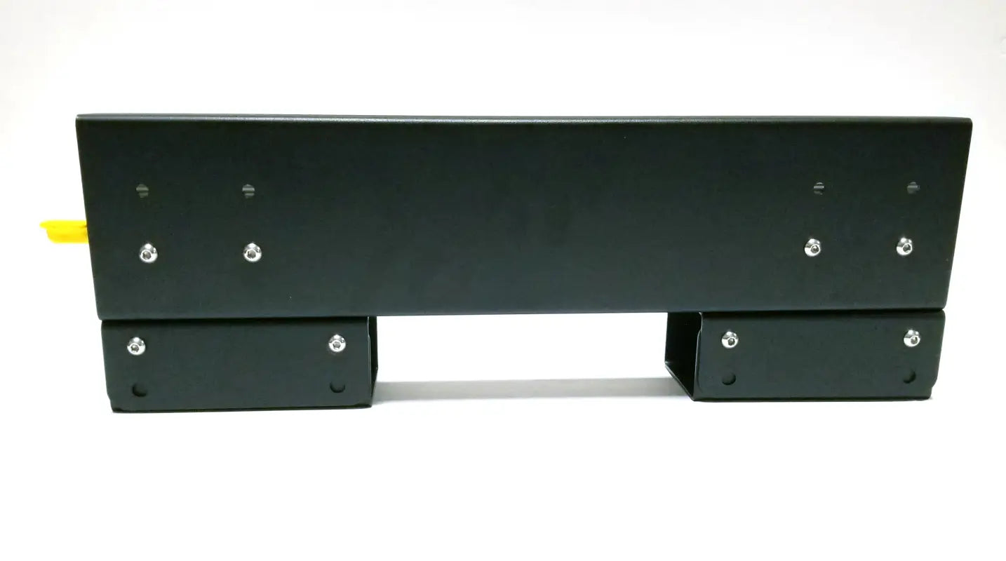 DIY slide track mounted on two riser blocks, demonstrating a secure and adjustable setup for custom applications.
