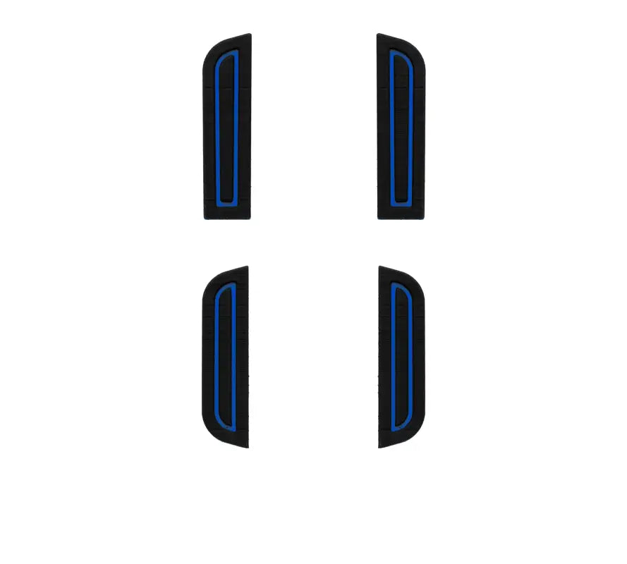 Four-piece set of black and blue door armrest inserts compatible with 2014-2021 Toyota Tundra, shown against a white backdrop.
