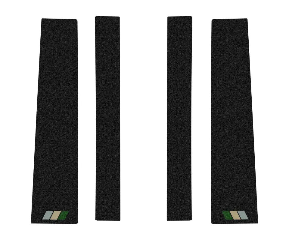 Textured black door pillar accent trims with green and gray tri-color accents for Toyota FJ Cruiser, adding a unique touch.