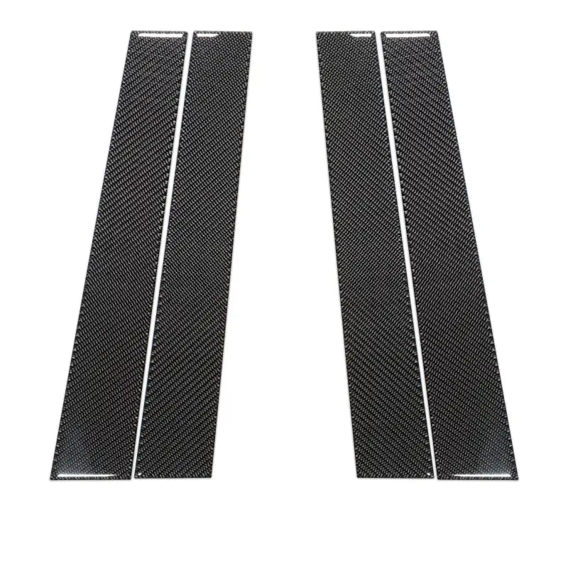 Set of raw carbon fiber door pillar accent trims for Toyota 4Runner, designed for a stylish and durable upgrade.