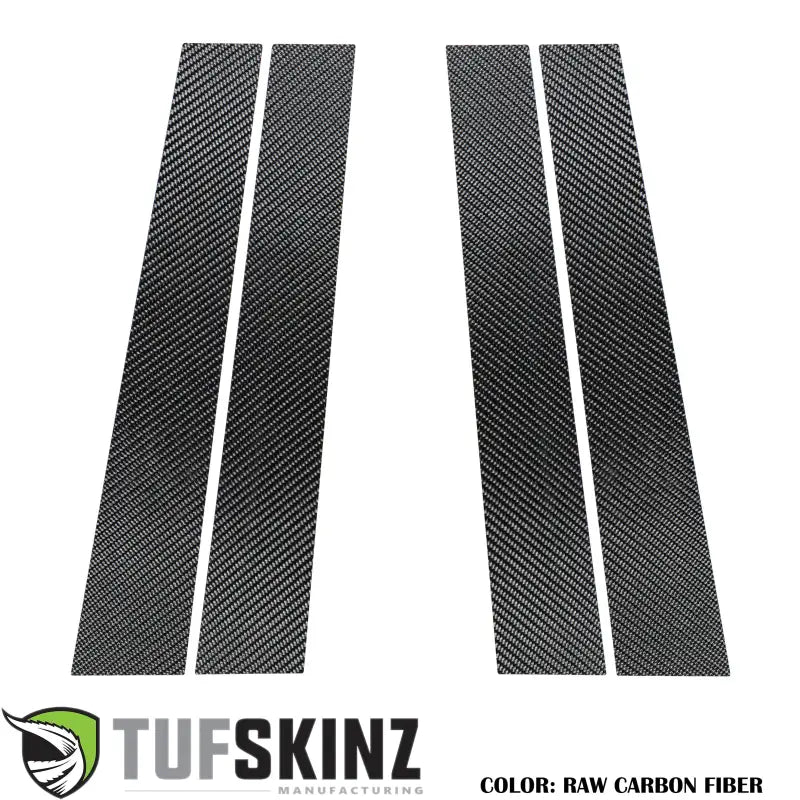 Raw carbon fiber door pillar accent trims by Tufskinz for Toyota 4Runner, featuring a high-quality and durable finish.