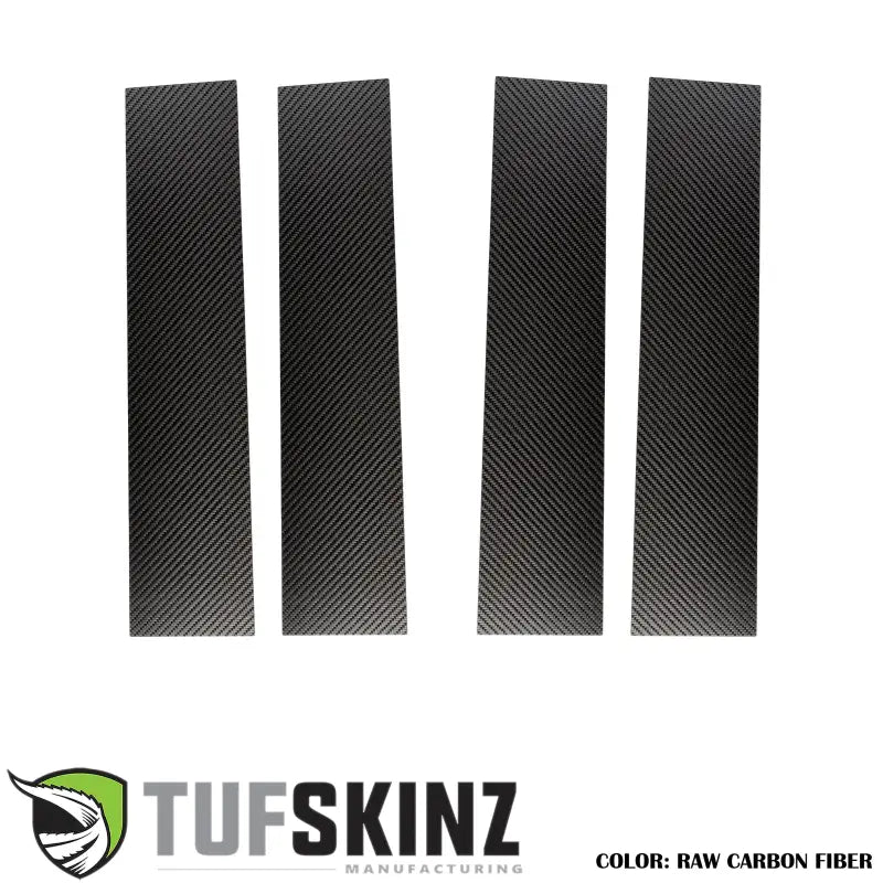 Four carbon fiber strips for Ford Super Duty door pillars accent trim 2017-2022