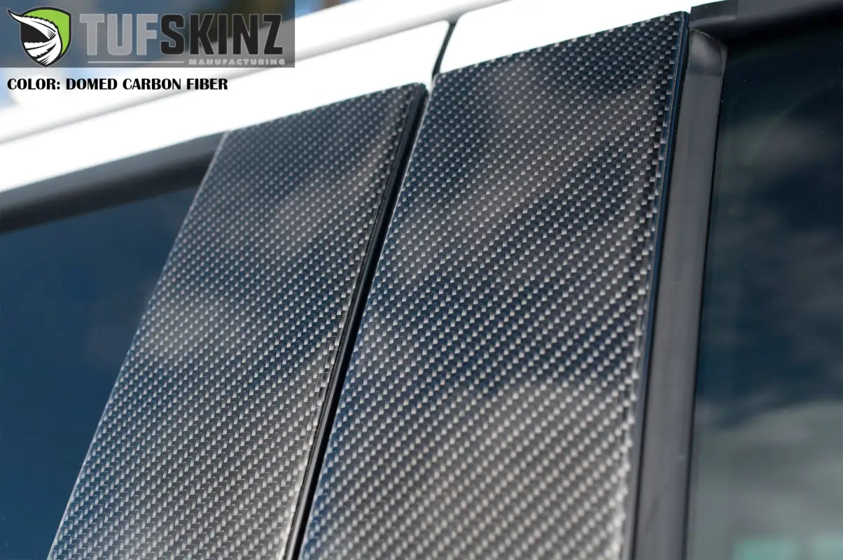 Domed carbon fiber car door pillars accent trim for 2017-2022 Ford Super Duty