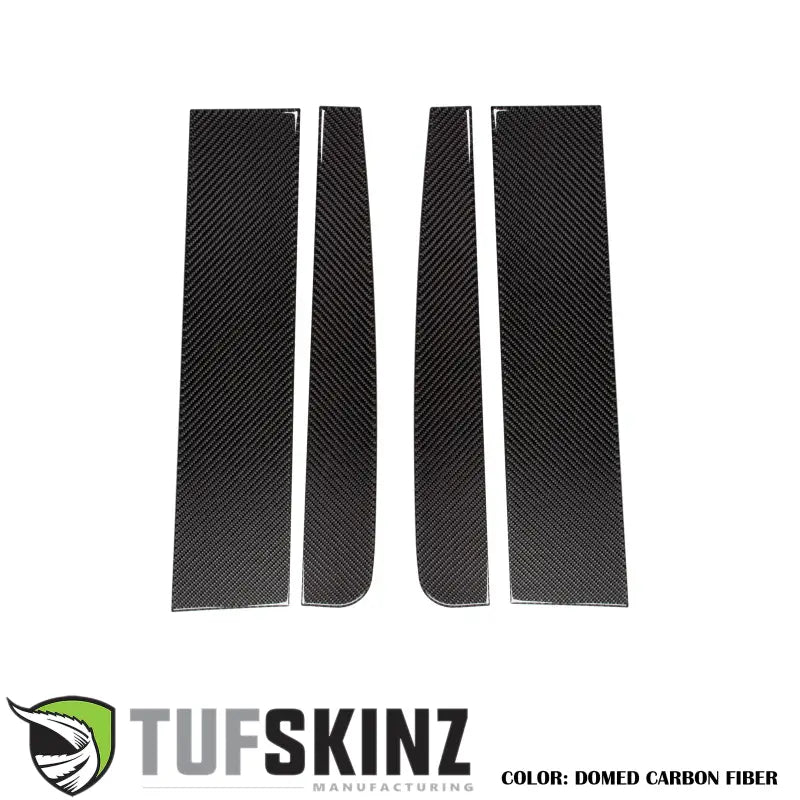 Regular Cab Door Pillars Accent Trim Fits 2017-2020 Ford Super Duty Real Carbon Fiber(Domed)