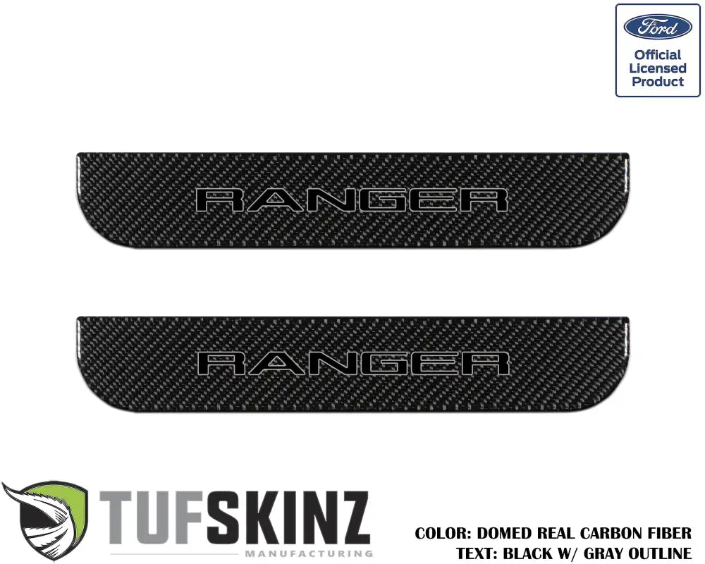 Carbon fiber Ranger door sill protection overlays for 2019-2023 Ford Ranger