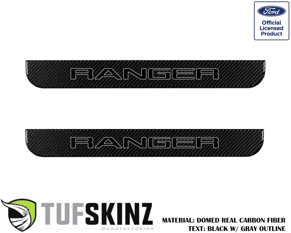 Carbon fiber Ranger door sill protection overlays for 2019-2023 Ford Ranger