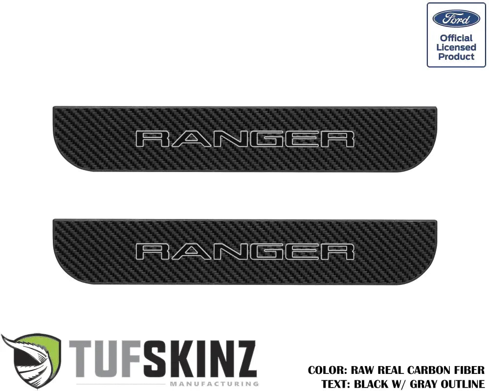 Carbon fiber door sill protection overlays for Ford Ranger 2019-2023 door sills