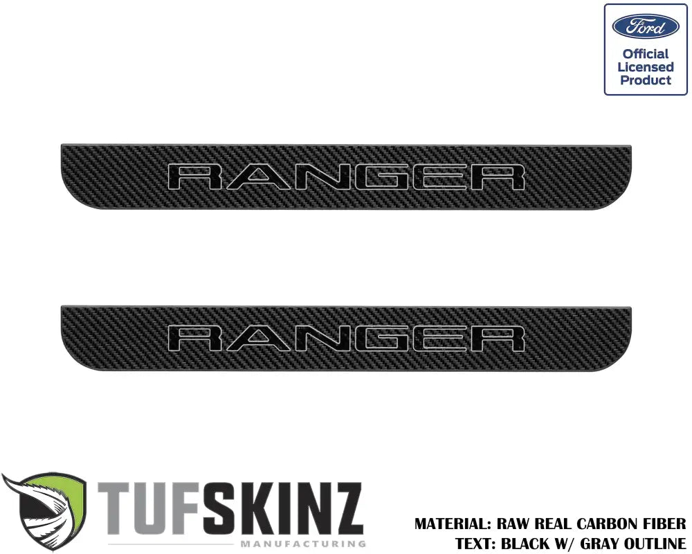 Carbon fiber Ranger door sill protection overlays for 2019-2023 Ford Ranger