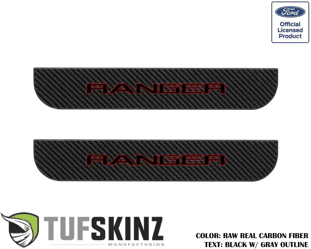 Carbon fiber Ranger door sill protectors for durable door sill protection overlays
