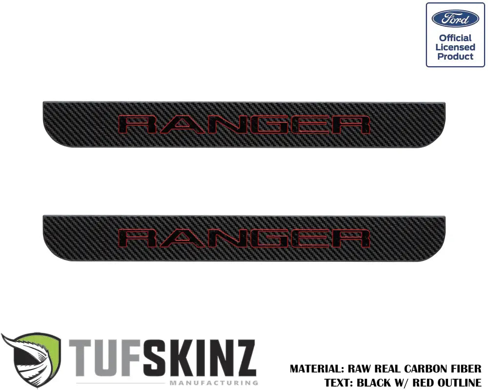 Carbon fiber Ranger door sill protection overlays for 2019-2023 Ford Ranger