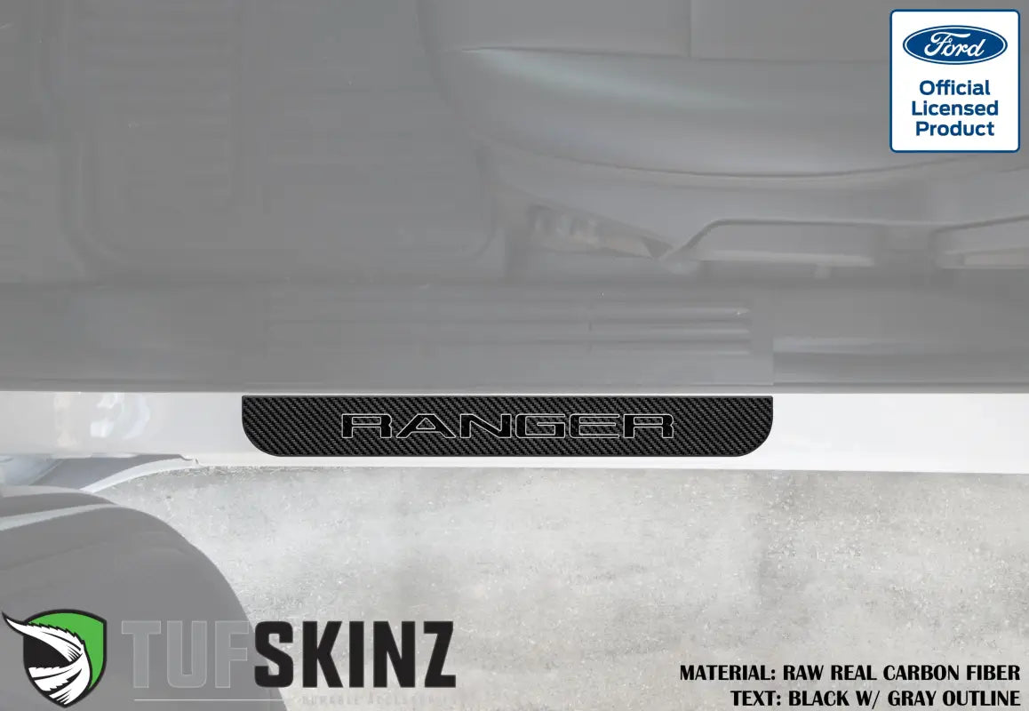 Supercrew Front Door Sill Trim Accent Trim Fits 2019-2020 Ford Ranger (Ranger)Black w/Gray Outline Logo