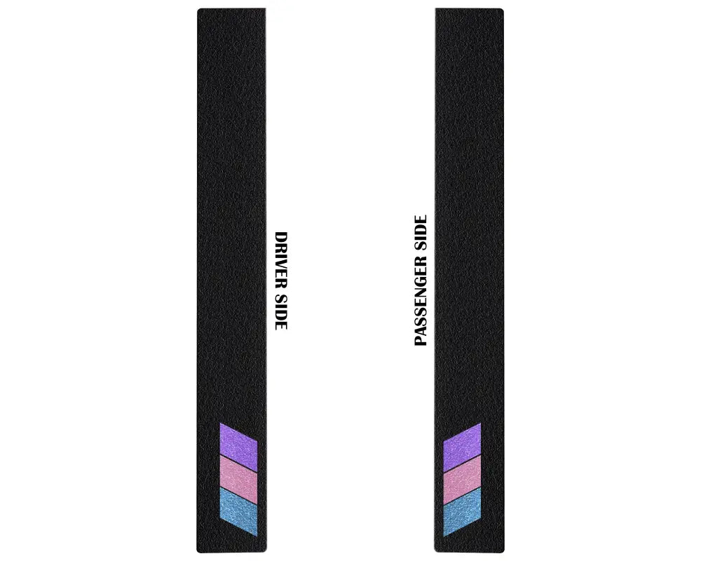 Driver and passenger side black textured door sill overlays with lady tri-color design for Toyota Tacoma 2005-2023, protective and vibrant.