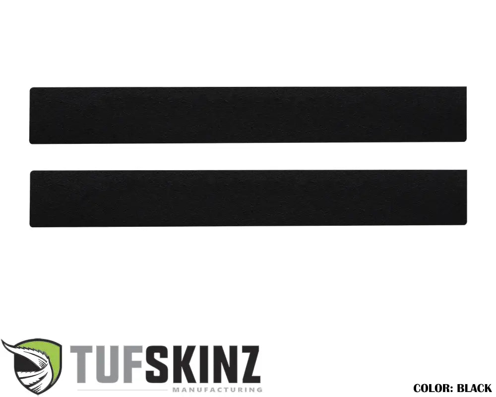 Pair of black textured door sill overlays for 2005-2023 Toyota Tacoma, durable and easy to install for interior protection.