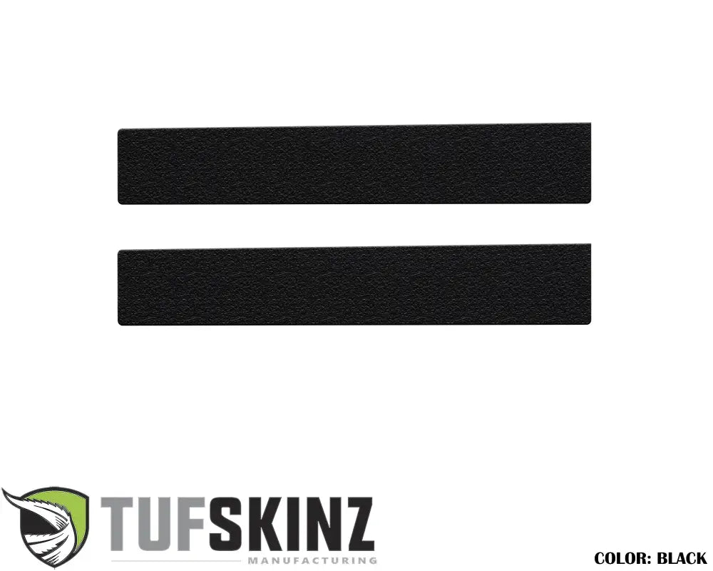 Plain black textured door sill overlays for 2005-2023 Toyota Tacoma, offering scratch resistance and a clean interior look.