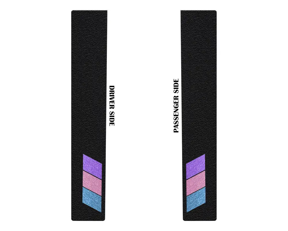 Driver and passenger side black textured door sill overlays with lady tri-color design for Toyota Tacoma 2005-2023, stylish and protective.