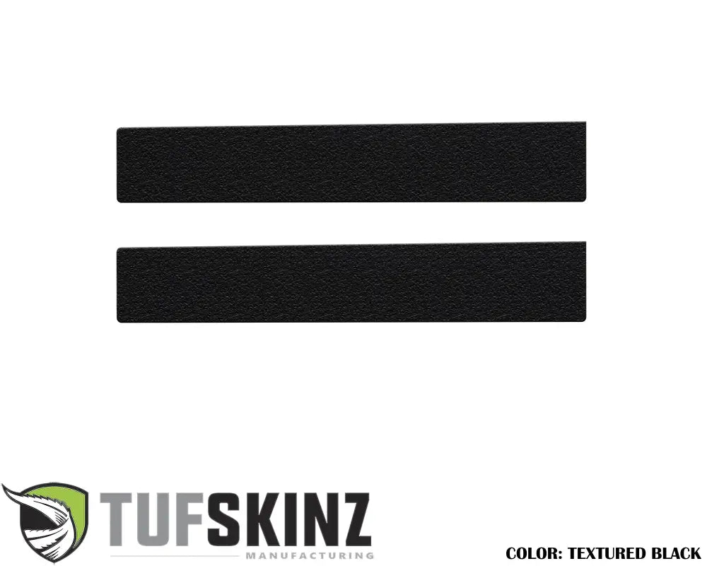 Plain black textured door sill overlays for Toyota Tacoma 2005-2023, providing scratch resistance and a sleek interior finish.
