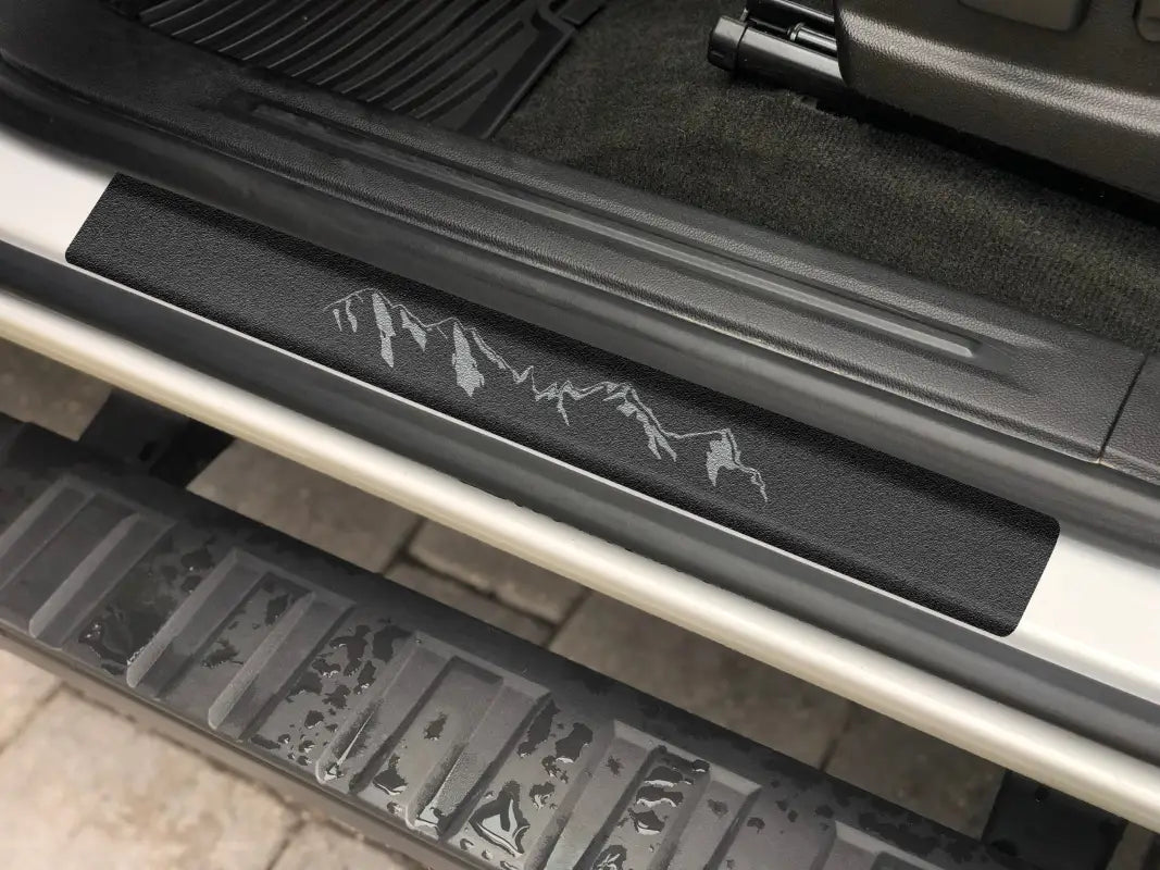 Car door sill protection overlay with mountain design for Chevrolet Colorado 2015-2022