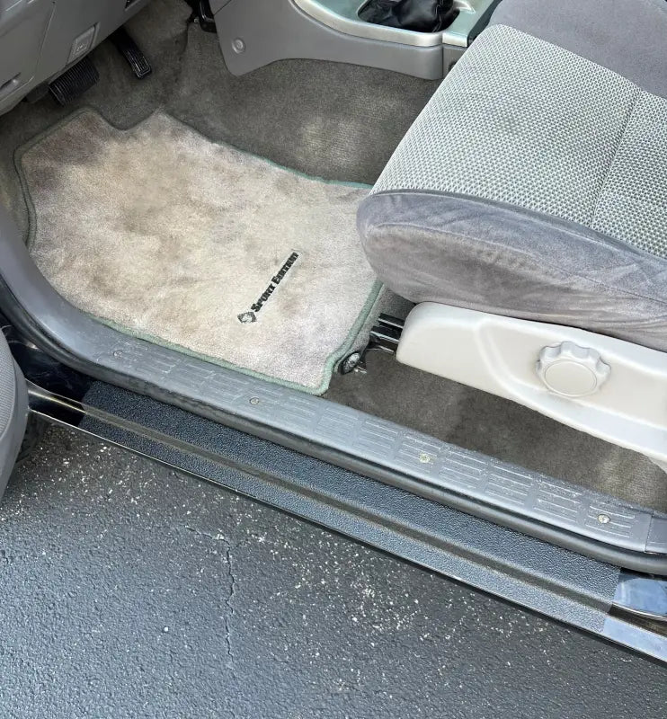 Close-up of door sill protection overlays fitted on a 1995-2002 Toyota 4Runner, highlighting sleek design and scratch resistance.