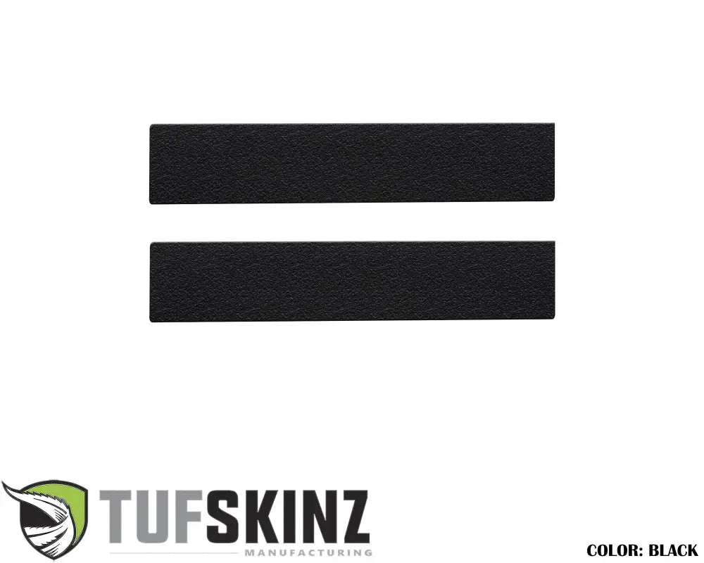 Plain textured black rear door sill overlays for Toyota Tundra 2007-2021, providing durable and sleek vehicle protection.