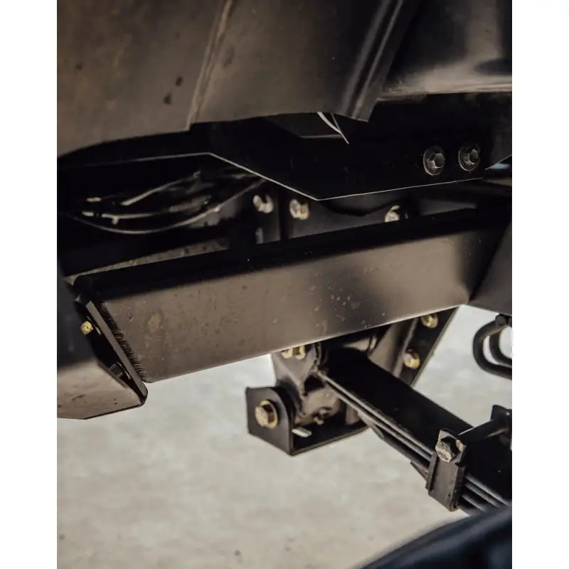 Close-up of the DRT high clearance rear bumper's robust frame integration on a 2005-2015 Toyota Tacoma, emphasizing strength and durability.