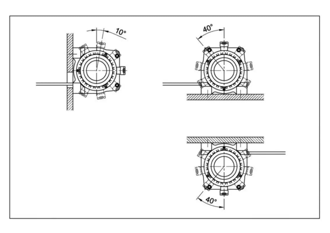 Mounting angle diagrams for the DV-9si 12V winch, illustrating permissible installation angles for optimal performance.