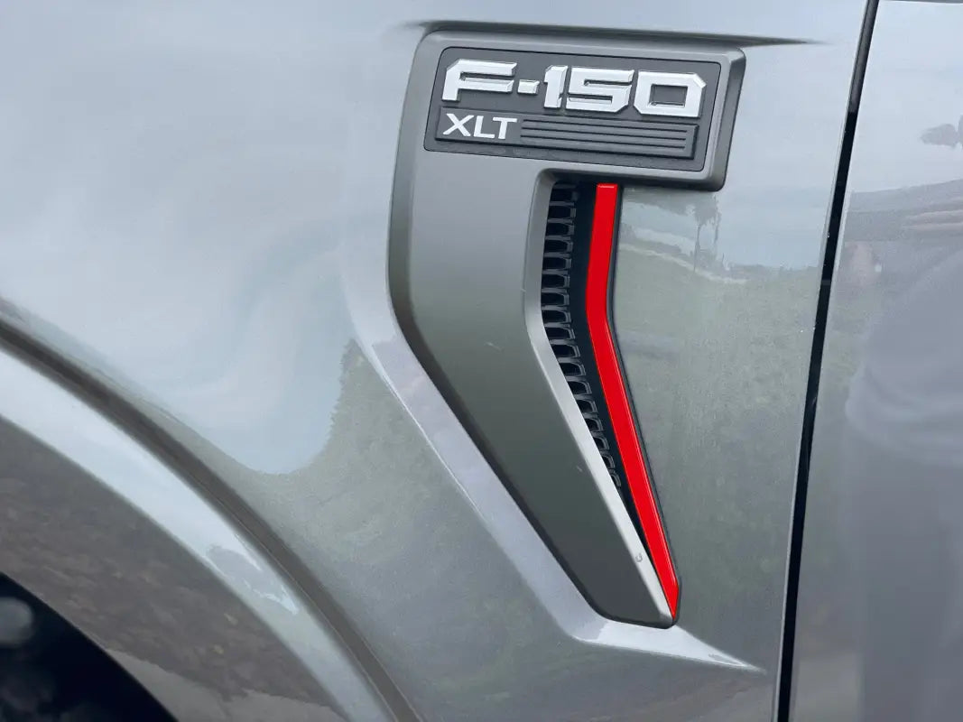 Gray F-150 XLT fender vent strip accent for 2021-2024 Ford F-150 vehicles