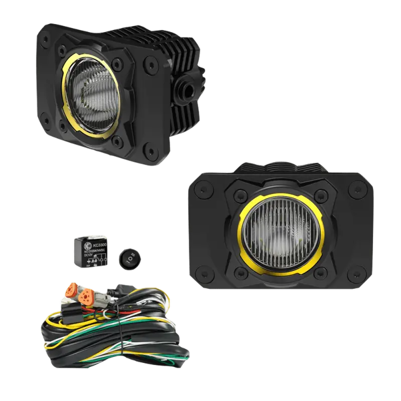 FLEX ERA® 1 Backup Light Kit with flush mount design, featuring compact dual power light pods, durable housing, and wiring harness for easy installation.
