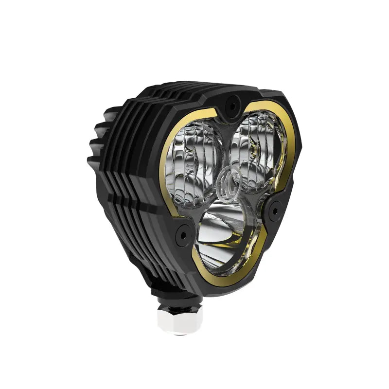 Angled view of FLEX ERA® 3 LED light pod with amber accents, designed for high-performance off-road lighting applications.