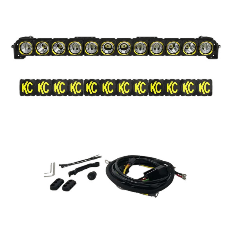 FLEX ERA® LED Light Bar - 30-inch master kit featuring a linkable, curvable design with high-output LEDs, amber backlight, and wiring accessories.