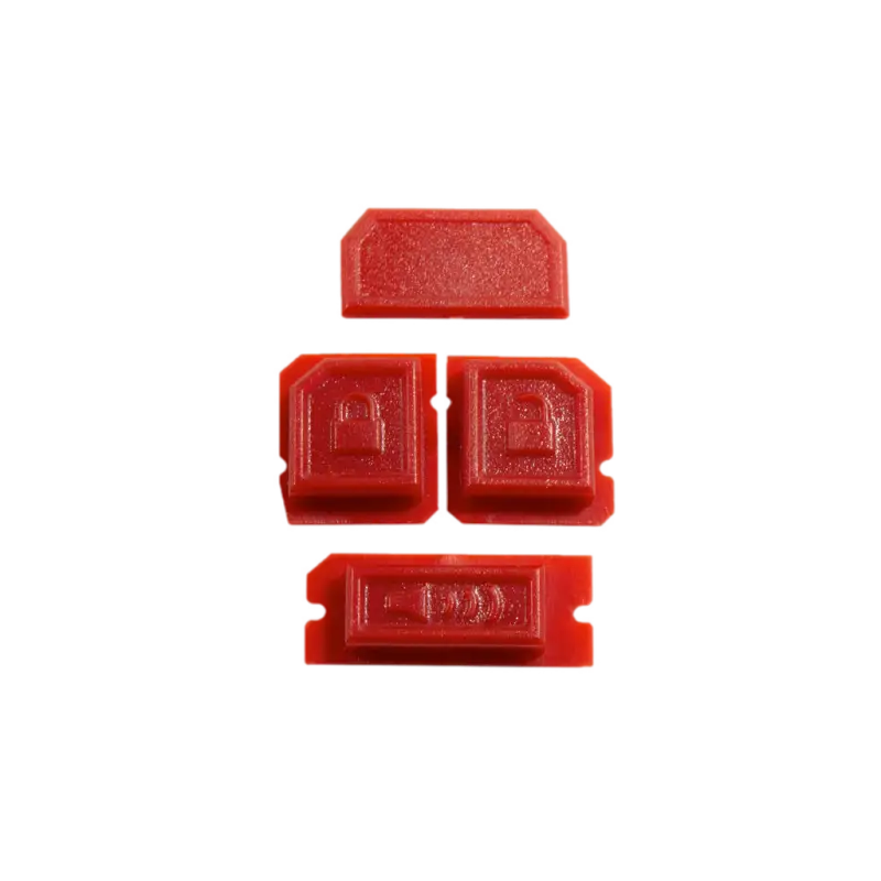 FlipFob 4Runner Pack - Red Button Set featuring LOCK, UNLOCK, PANIC, and blank buttons. Designed for Toyota 4Runner FlipFobs.
