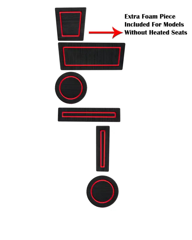 Set of FOAM cup holder inserts for Toyota 4Runner, including an extra piece for models without heated seats, fits 2010-2024.
