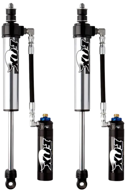 Fox Shocks 2.5 Factory Series Reservoir Shock Set for Toyota Tacoma (05-23). Adjustable rear shocks for enhanced race performance and suspension.