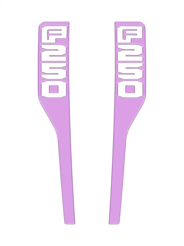 Lavender F250 fender emblem overlays for 2023-2025 Ford Super Duty trucks