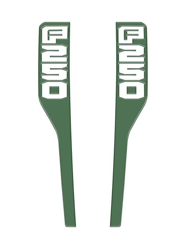 Green F250 fender emblem overlays for Ford Super Duty 2023-2025 front fender decals